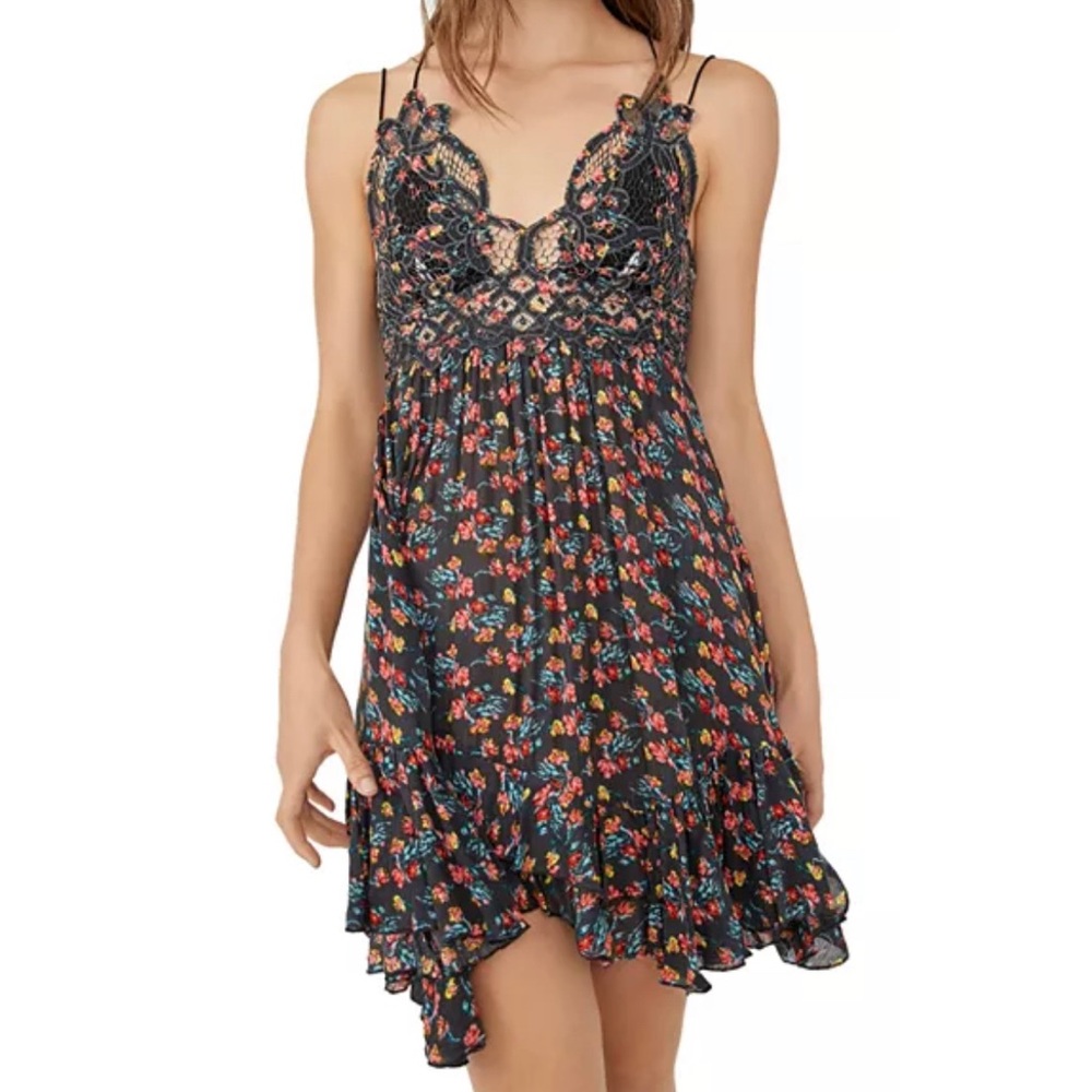 Free People Adella printed mini slip dress👗